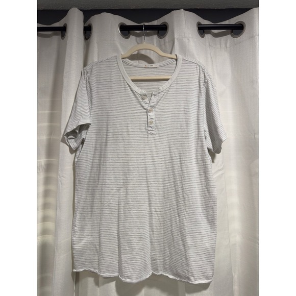 Marine Layer Other - Marine Layer Mens Large White Grey Short Sleeve Henley Shirt Cotton Blend